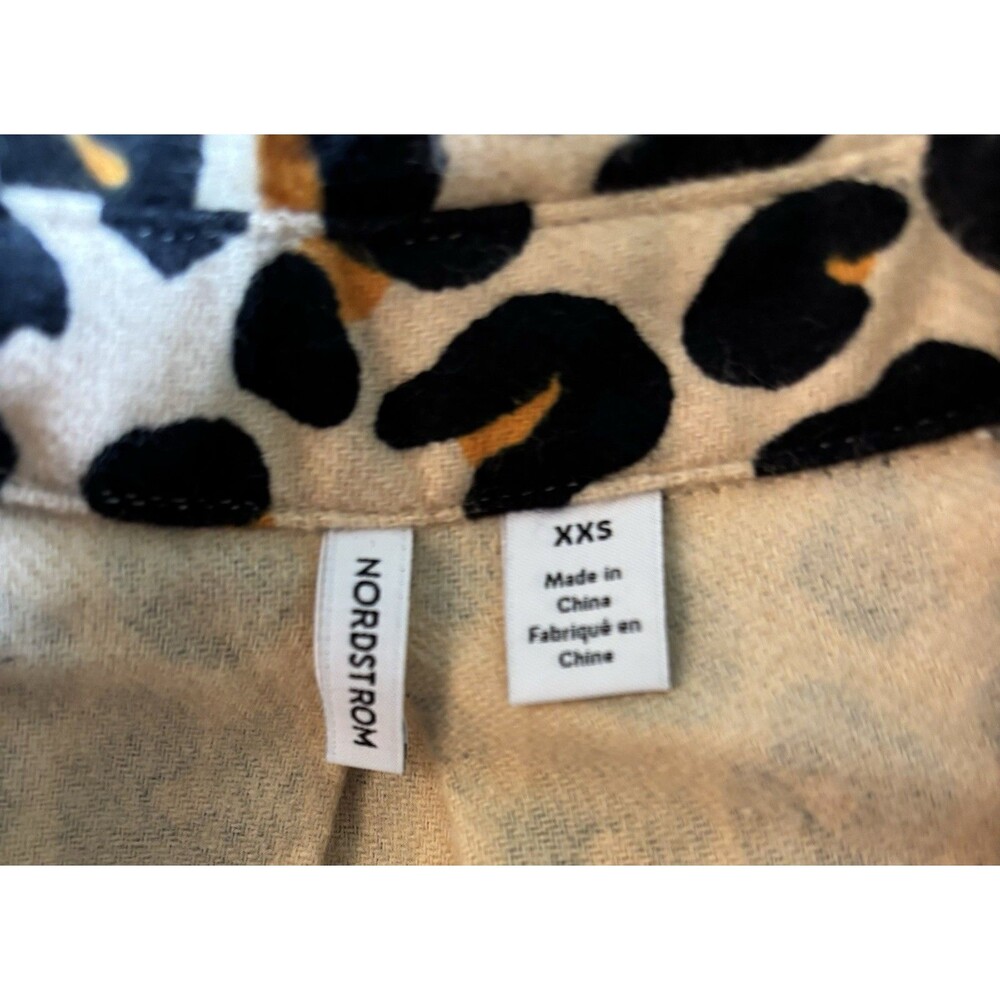 Nordstrom Tan Shore Leopard Print Button Down Nightgown Sleep Shirt NWT $45 XXS - Picture 8 of 9